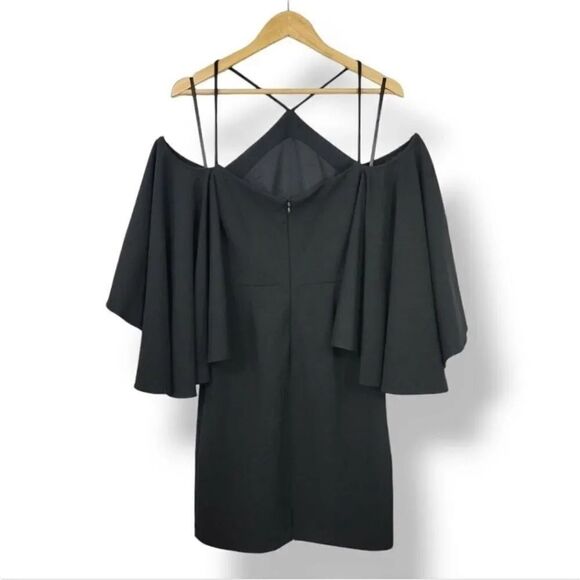 NEW Alexia Admor Statement Flutter-sleeve Cold Shoulder Dress in Black Size 4 - Picture 4 of 12